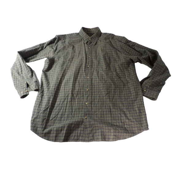 Eddie Bauer XLT XL Tall Shirt Plaid Green Blue Button Up Camping Dadcore Outdoor - Picture 1 of 7